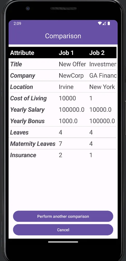 Job Compare screenshot