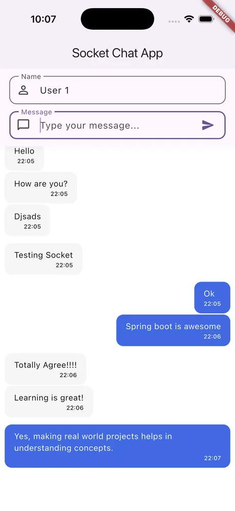Socket Chat main screen