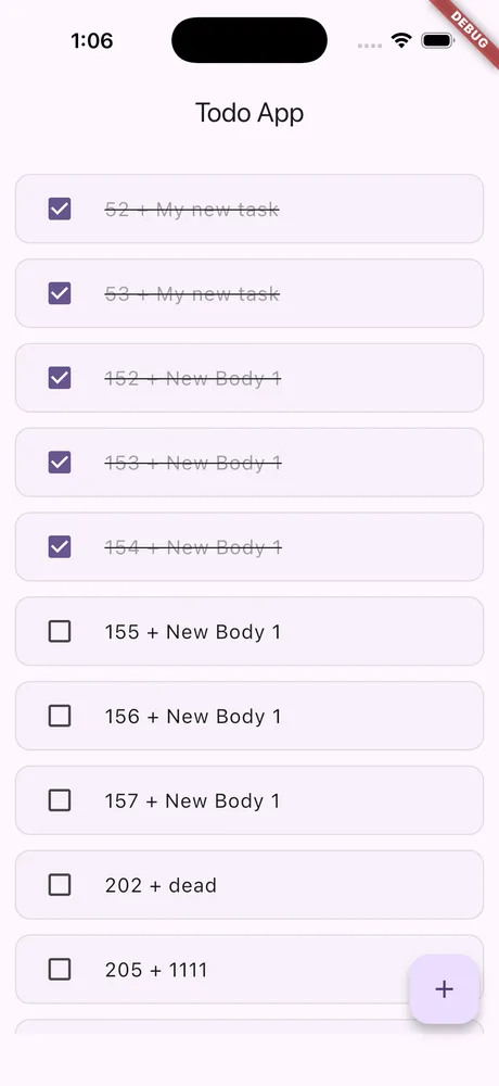 Full-stack Todo main screen
